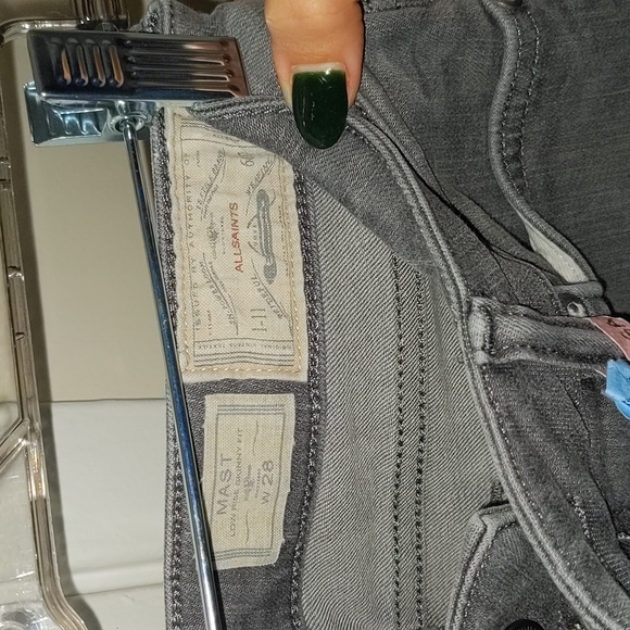 All Saints Grey Washed Skinny Jeans - Picture 7 of 8